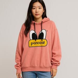 Pancoat Hoodie Size M Peach Fuzzy Pop Eyes Long Sleeve Cartoon Korean Kawaii